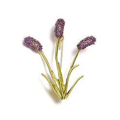 Фиолетовый Брошь из цветочного сплава и искусственного жемчуга, брошь серии завод эмали, фиолетовые, 55x45 мм