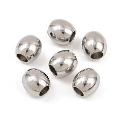 Нержавеющая Сталь Цвет Устойчивые к потускнению 304 европейские бусины из нержавеющей стали, баррель, бусины с большим отверстием, 10x10 мм, отверстие : 5 мм