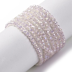 Pink Стеклянные бусины с гальваническим покрытием , нити круглых бусин, имитация нефрита, граненые, розовые, 2 мм, отверстие : 0.7 мм, около 180~193 шт / нитка, 13.86~14.02'' (35.2~35.6 см)