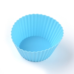 Светло-Голубой Многоразовые силиконовые формы для выпечки из пищевого продукта, кексы, кексы, кексы, чашки для выпечки, вкладыши, формы для торта с антипригарным покрытием, Небесно-голубой, 6.5x3.3 см