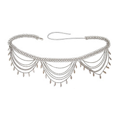 Платина Сплав листик подвеска кисточка многослойная талия живот тело цепи для сексуального бикини, платина, 820 мм