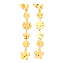 Настоящее золото 18K 304 серьги-гвоздики из нержавеющей стали для женщин, маленькая ромашка, реальный 18 k позолоченный, 74x12 мм