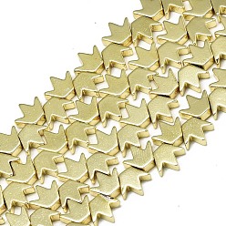 Golden Plated Electroplate Non-magnetic Synthetic Hematite Beads Strands, Crown, Golden Plated, 6.5x8x3mm, Hole: 1mm, about 82~84pcs/strand, 14.96 inch~15.75 inch(38~40cm)