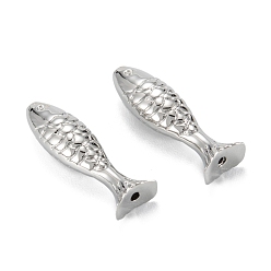 Платина Латунные бусины, долговечный, без свинца, без никеля и без кадмия, рыба, платина, 21x6.5x5 мм, отверстие : 1 мм