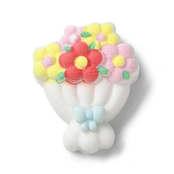 Цветок Непрозрачные кабошоны из смолы, мультяшные кабошоны для изготовления ювелирных изделий, цветок, 25x21x8.5 мм
