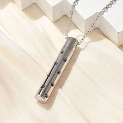 Нержавеющая Сталь Цвет 304 подвеска-колонна из нержавеющей стали с черным отпечатком лапы и памятным пеплом, цвет нержавеющей стали, 21.65 дюйм (55 см)