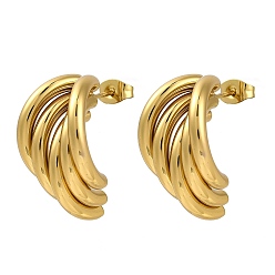 Золотой Вакуумное покрытие pvd 201 серьги-гвоздики из нержавеющей стали для женщин, с 304 штифтов из нержавеющей стали, золотые, 26x15 мм