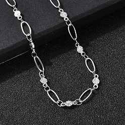 Нержавеющая Сталь Цвет 304 ожерелья из нержавеющей стали с цветочными звеньями для женщин, не тускнеет, цвет нержавеющей стали, 17.91 дюйм (45.5 см)