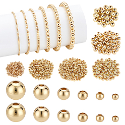 Настоящее золото 14K 6 стили стойка покрытие латунные проставки бусины, долговечный, без свинца и без кадмия, круглые, реальный 14 k позолоченный, 2~5.8x1.7~5 мм, отверстие : 1~1.6 мм