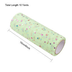 Pale Green BENECREAT Heart Glitter Sequin Deco Mesh Ribbons, Tulle Fabric, Tulle Roll Spool Fabric For Skirt Making, Pale Green, 6 inch(15cm), about 10yards/roll(9.144m/roll)