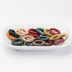 Mixed Color Dyed Wood Jewelry Findings Coconut Linking Rings, Mixed Color, 20~23x2~5mm