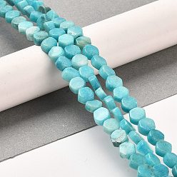 Deep Sky Blue Natural Dolomite Beads Strands, Dyed, Hexagon, Deep Sky Blue, 7x6x3mm, Hole: 1.2mm, about 66pcs/strand, 16.34 inch(41.5cm)