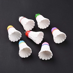 (52) Непрозрачная лаванда Подвески из непрозрачной смолы на тему спортивного мяча, прелести бадминтона, с платиновыми железными петлями, разноцветные, 37.5x26 мм, отверстие : 2 мм