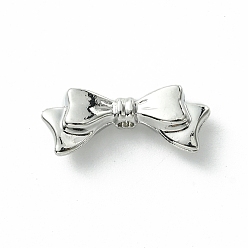 Platinum Alloy Beads, Bowknot, Platinum, 8x19.5x5mm, Hole: 1.8mm
