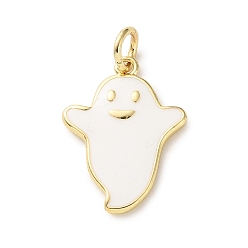 Ghost Латунные подвески, с эмалью, без кадмия и без свинца, реальный 18 k позолоченный, с целью перехода в кольце, призрак, 18.5x14x2 мм, отверстие : 3.2 мм