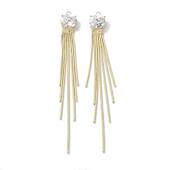 Настоящее золото 18K Латунные подвески, из прозрачного стекла, кисточка большие подвески, реальный 18 k позолоченный, 88x10x3.5 мм, отверстие : 1.8 мм