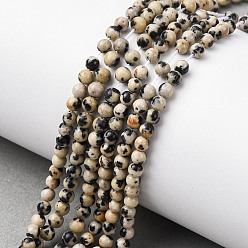 Далматинских Джаспер Природные яшмы далматин бисер нитей, круглые, 3~3.5 мм, отверстие : 0.7 мм, около 57~64 шт / нитка, 7.48''~7.68'' (19~19.5 см)