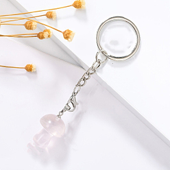 Розовый Кварц Брелок в виде гриба из натурального розового кварца, с железной фурнитурой, 9 см