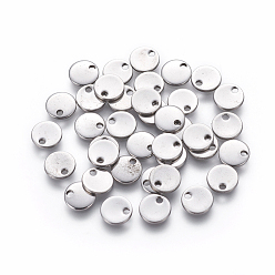 Stainless Steel Color 304 Stainless Steel Charms, Stamping Blank Tag, Flat Round, Stainless Steel Color, 8x1mm, Hole: 1.4mm