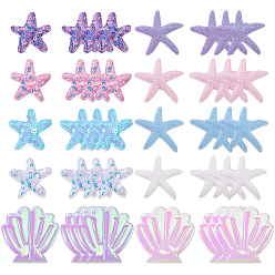 (52) Непрозрачная лаванда 100 шт. 10 стили полиэстер и искусственная кожа пайетки аппликация в форме морских звезд и ракушек для одежды платья сумки аксессуары для одежды, пришить заплатки, разноцветные, 34~50x35~51x2~4.5 мм, 10 шт / стиль