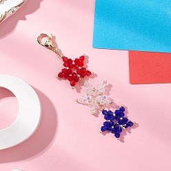 Разноцветный Подвесные украшения из стеклянных бусин ручной работы, карабины для украшений сумок, звезда, красочный, 82.5 мм