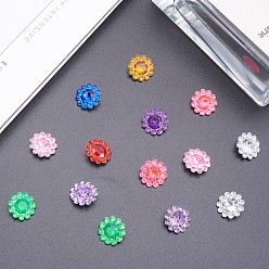 Couleur Mélangete Cabochons en plastique strass, tournesol, dos et dos plaqués, couleur mixte, 11x4 mm, sur 500 PCs / sac