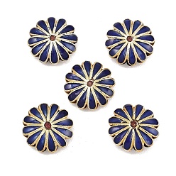 Синий Бусины ручной работы перегородчатой, цветок, золотые, синие, 17.5x6.5 мм, отверстие : 1.4 мм