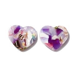Colorful Cellulose Acetate(Resin) Cabochons, Love, Colorful, 20.5x23x4mm