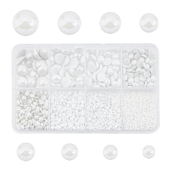 White 5166Pcs Handmade Porcelain Cabochons, Half Round, White, 2~12x1.5~3.5mm, 5166pcs/box