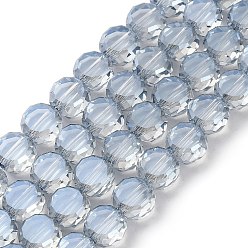 Светлый Стально-синий Стеклянные бусины с гальваническим покрытием , плоско-круглые, гальваническое покрытие, граненые, светло-стальной синий, 8x5 мм, отверстие : 1.4 мм, около 79 шт / нитка, 23.31 дюйм (59.2 см)