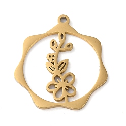 Golden 304 Stainless Steel Pendants, Flower, Golden, 23.5x21.5x1mm, Hole: 1.5mm