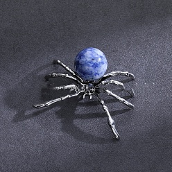 (306FM) Жонкиль матовый с лаймовой подкладкой Натуральное синее пятно из яшмы, украшения для домашней вечеринки на Хэллоуин, паук, 40x47 мм