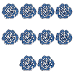 Цветок 10шт. стеклянные стразы с горячей фиксацией, горный хрусталь, хрустальная лента для шитья со стразами, аксессуары для костюма, с тканью Оксфорд, синие, цветок, 38x39x2 мм