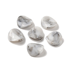 Light Grey Two Tone Opaque Acrylic Beads, Imitation Gemstone, Flat Round, Light Grey, 21x20.5x5.5mm, Hole: 1.8mm, about 310pcs/500g