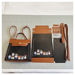 Черный Набор сумок через плечо с изображением мультяшного кота своими руками, включая материалы сумки из искусственной кожи, чёрные, 240x230x100 мм