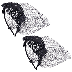 Черный Резинки для волос из полиэстера и акрила, аксессуары для волос для женщин и девочек, чёрные, 265x175x5 мм