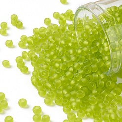 (4F) Transparent Frost Lime Green Круглые бусины toho, японский бисер, (4 f) прозрачный морозный салатовый, 8/0, 3 мм, отверстие : 1 мм, о 222шт / бутылка, 10 г / бутылка