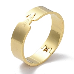 Golden PVD Vacuum Plating Word Love 304 Stainless Steel wide Hinged Bangles, Golden, 5/8 inch(1.7cm), Inner Diameter: 1-7/8x2-1/4 inch(4.85x5.7cm)