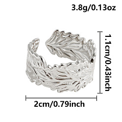 Нержавеющая Сталь Цвет 304 открытые кольца-манжеты из нержавеющей стали для женщин, лист, цвет нержавеющей стали, 11 мм, внутренний диаметр: 20 мм