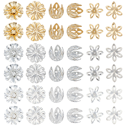 (52) Непрозрачная лаванда 90шт. 9 стили латунные колпачки для бусин наборы, разноцветные, 7~14x1.5~7 мм, отверстие : 0.9~2 мм, 10 шт / стиль