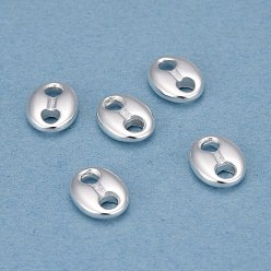 Серебро 304 соединительные звенья нержавеющие, кофейный боб, серебряные, 8.5x6.5x2 мм, отверстие : 2 мм