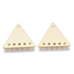 Real 18K Gold Plated Brass Chandelier Component Links, Nickel Free, Triangle, Real 18K Gold Plated, 13.5x15.5x1mm, Hole: 1mm
