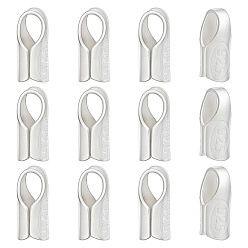 Silver 12Pcs Column Sterling Silver Cord Ends, End Caps, with 1Pc Suede Fabric Square Silver Polishing Cloth, Silver, 6x2.5x2.5mm, Hole: 1.5mm