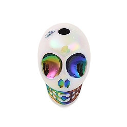 Разноцветный Uv акриловые покрытия бусины, череп, красочный, 18x13x17 мм, отверстие : 2.8 мм
