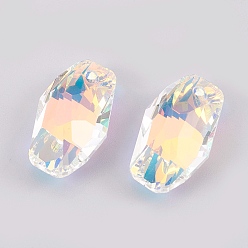 Хрусталь AB K 9 подвески из стеклянного горного хрусталя, имитация австрийский хрусталь, граненые, прямоугольные, хрусталь AB, 17.5~18x10~11x6 мм, отверстие : 1.6 мм