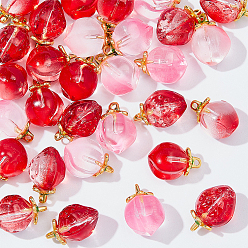 (52) Непрозрачная лаванда 30 шт. 3 стили ручная работа лэмпворк фруктовые подвески, подвески с персиком и клубникой с петлями, золотые, разноцветные, 16.5~17x11.5x10.5 мм, отверстие : 1.5~1.6 мм, 10 шт / стиль