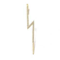 Lightning Bolt Boucles d'oreilles en laiton pour femmes, micro pavé, zircone cubique transparente, crochet à chenilles, or, éclair, 72x9mm, pin: 1x2 mm
