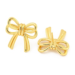Real 18K Gold Plated Rack Plating Brass Bowknot Stud Earrings, Long-Lasting Plated, Lead Free & Cadmium Free, Real 18K Gold Plated, 21x22mm