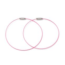 Pink Steel Wire Bracelet Cord DIY Jewelry Making, with Brass Screw Clasp, Pink, 225x1mm