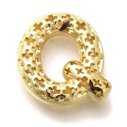 Letter Q Латунные подвески, подвески с полыми буквами, стойки покрытие, долговечный, без кадмия и без свинца, Буква Q, 22.5x22.5x8 мм, отверстие : 5x2.7 мм